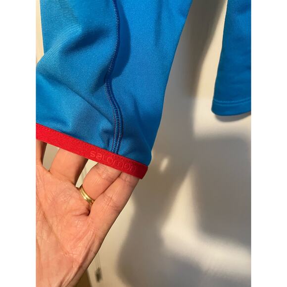 Soloman Discovery 1/2 zip midlayer Jacket blue red collared stretchy Size Large - Picture 3 of 7